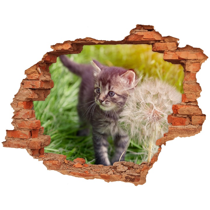 Autocolant decorativ. gaura in perete. Tulup. Pisoi cu papadie. Verde. 90 x 70 cm. 010120080100000005599