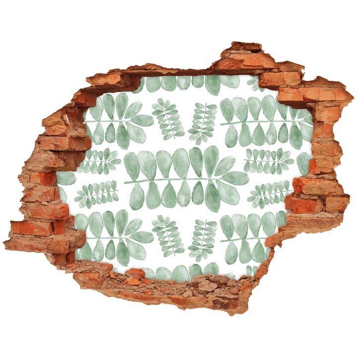 Autocolant decorativ. gaura in perete. Tulup. frunze verzi. Verde. 90 x 70 cm. 010120080100000006643