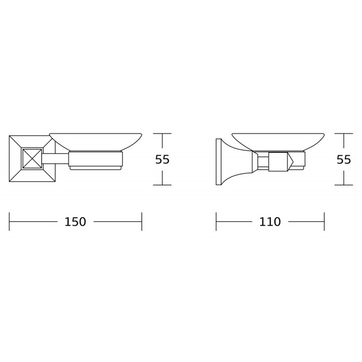Szappantartó, Mexen, 5158, Üveg, Fém, Króm