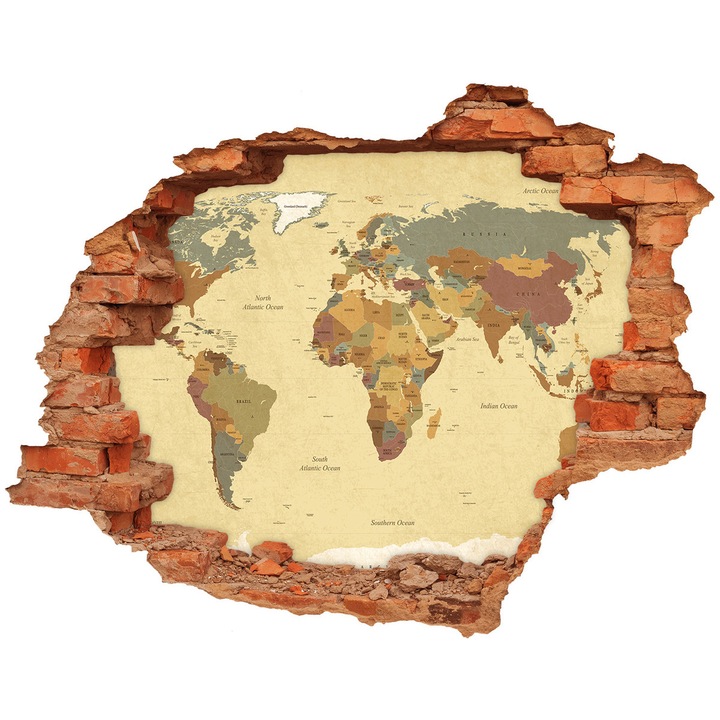 Autocolant decorativ. gaura in perete. Tulup. Card politic. Gri. 90 x 70 cm. 010120080100000007732