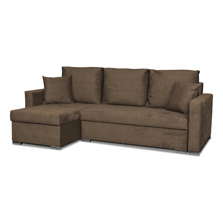 Coltar Bella, Extensibil, FamilyMeble, 226x140x74 cm, Stofa/Lemn, Maro