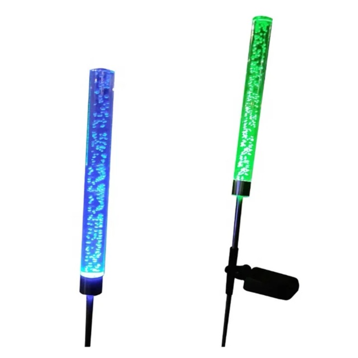 Set 2 lampi pentru gradina cu incarcare solara Alainn ®, waterproof, led multicolor, joc de lumini