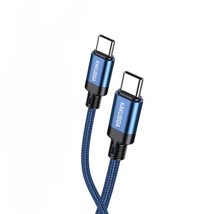 Kakusiga KSC-970 кабел за данни и зареждане, Type-C към Type-C, 60W, 1m, син
