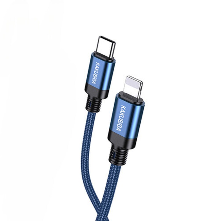 Kakusiga KSC-970 adat- és töltőkábel, Lightning a Type-C-hez, 27 W, 1 m, kék