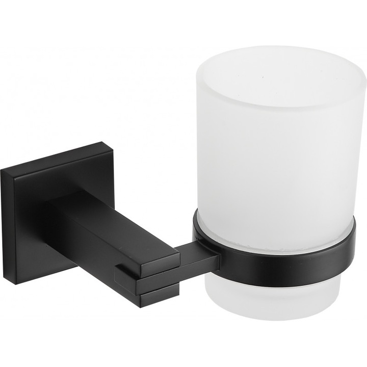 Контейнер за четки за зъби, Mexen, 935, Стъкло, Метал, Черен