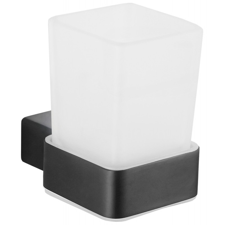 Поставка за четки за зъби, Mexen, 4997, Стъкло, Стомана, Черен