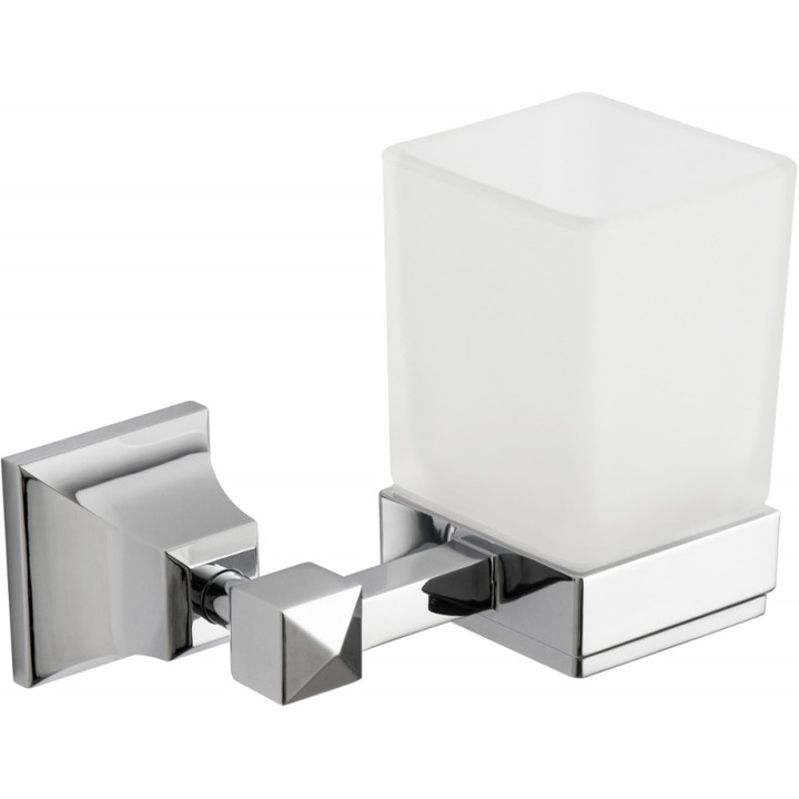 Tartály fogkefékhez, Mexen, 5154, Üveg, Fém, Króm