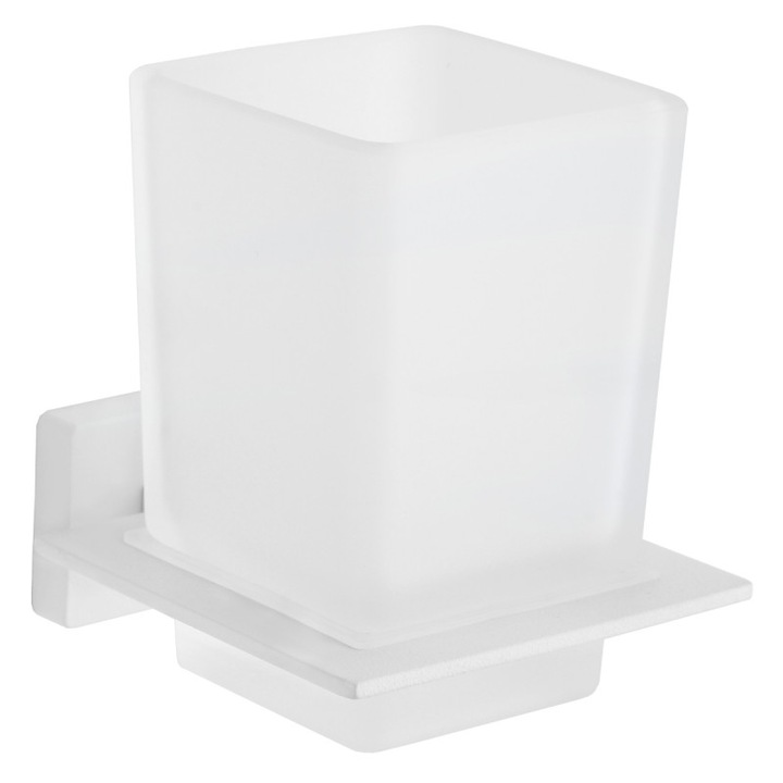 Tartály fogkefékhez, Mexen, 4935, Üveg, Fém, Fehér