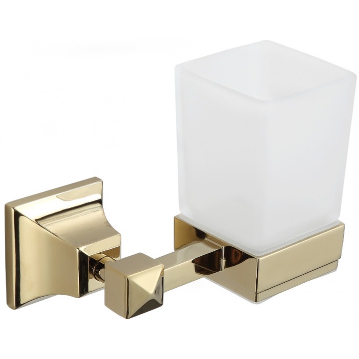 Контейнер за четки за зъби, Mexen, 5155, Стъкло, Метал, Златист