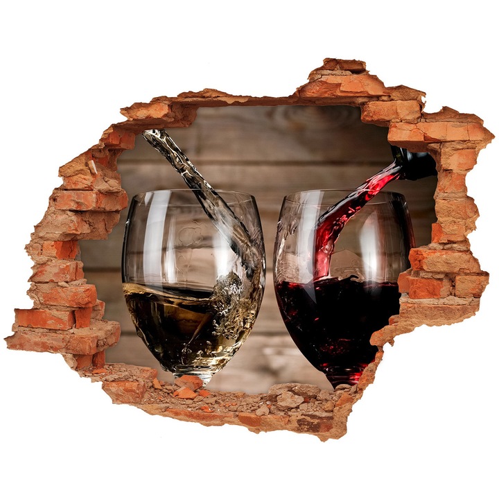 Autocolant decorativ. gaura in perete. Tulup. Doua pahare de vin. Negru