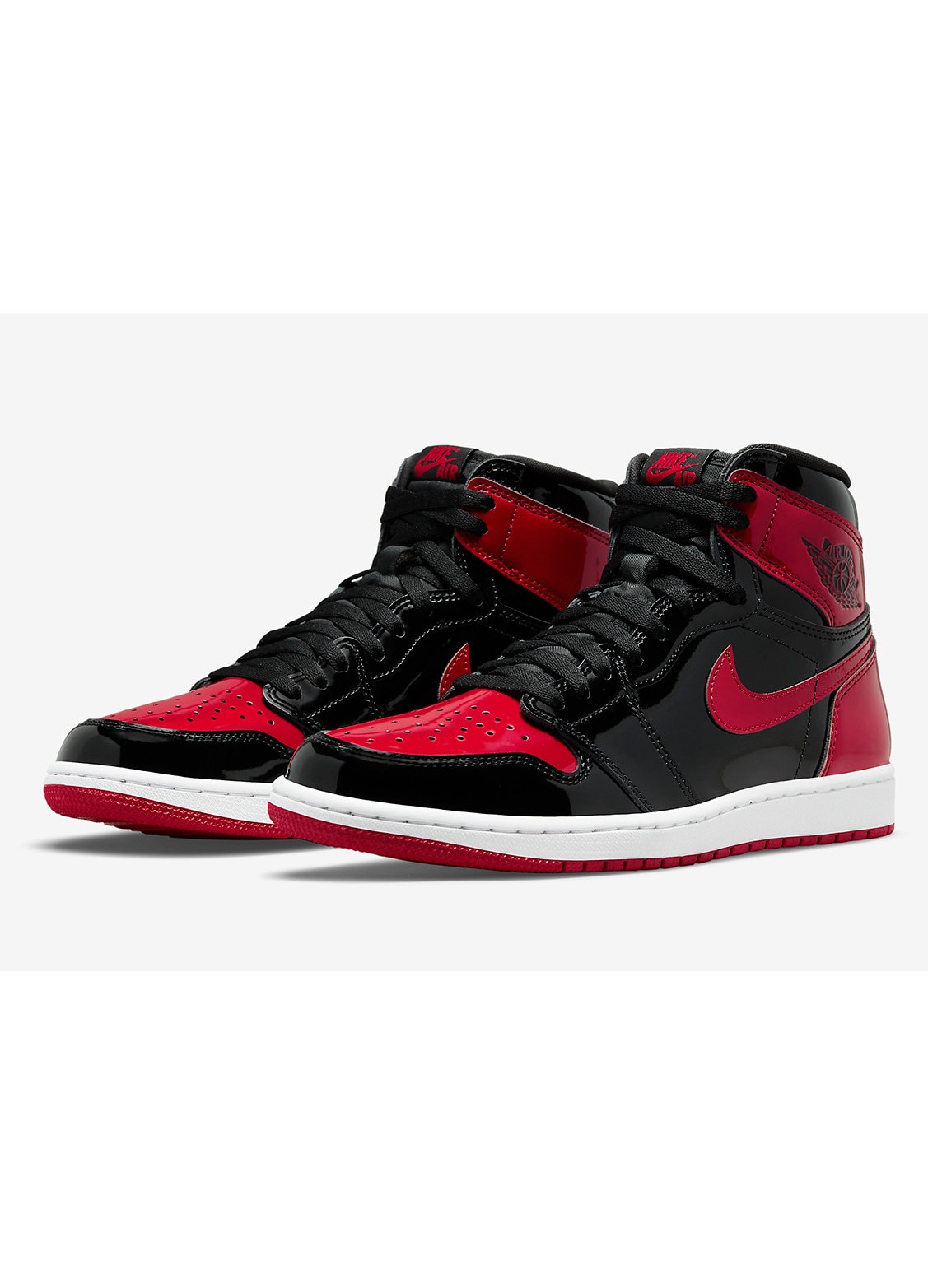 Pantofi Sport, Jordan, 1 Retro High OG Patent Bred, Negru, Rosu