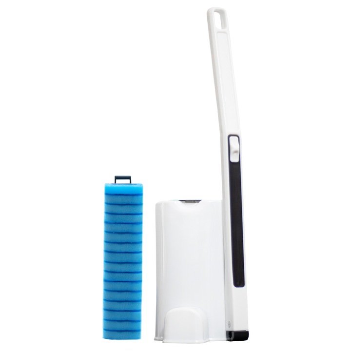 Perie wc pentru toaleta, Dreamramp, de unica folosinta, Tehnologie de ultima generatie, 8 + 8 capete de schimb, Alba