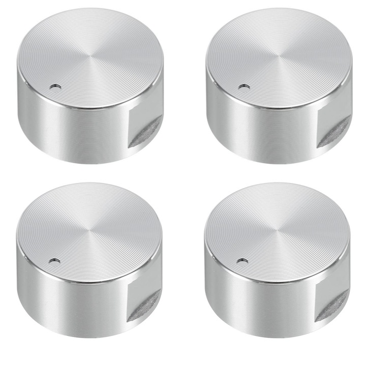 Set 4 butoane plita incorporabila, JENUOS®, gaura 6mm, 37×20mm, din aliaj de zinc, Argintiu