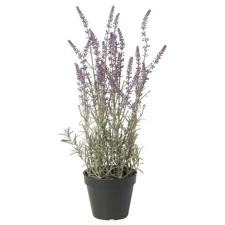 Planta artificiala in ghiveci, interior/exterior, Lavanda lila, 48x12 cm
