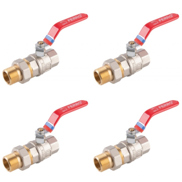 Robinet trecere cu olandez PN30, 3/4", Ferro F-Power, Maneta din Otel, 4 bucati