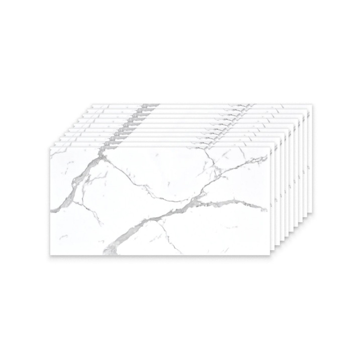Комплект от 10 Selling Depot ® декоративни панели, самозалепващи се, имитация на мрамор, дебелина 2 мм, размери 30x60 см, покрита повърхност 1,8 м2, Бял мрамор