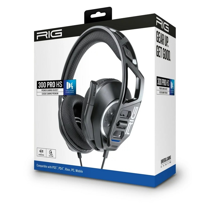 NACON RIG 300 PRO HS Gaming Headset PlayStation 5-höz, Fekete