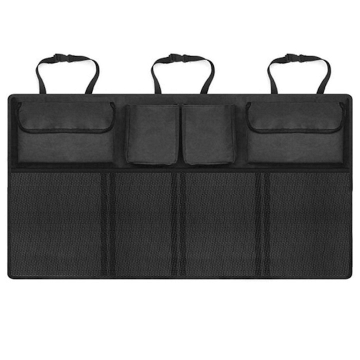 Organizator portbagaj auto, Buzunare plasa, velcro, PVC, Negru