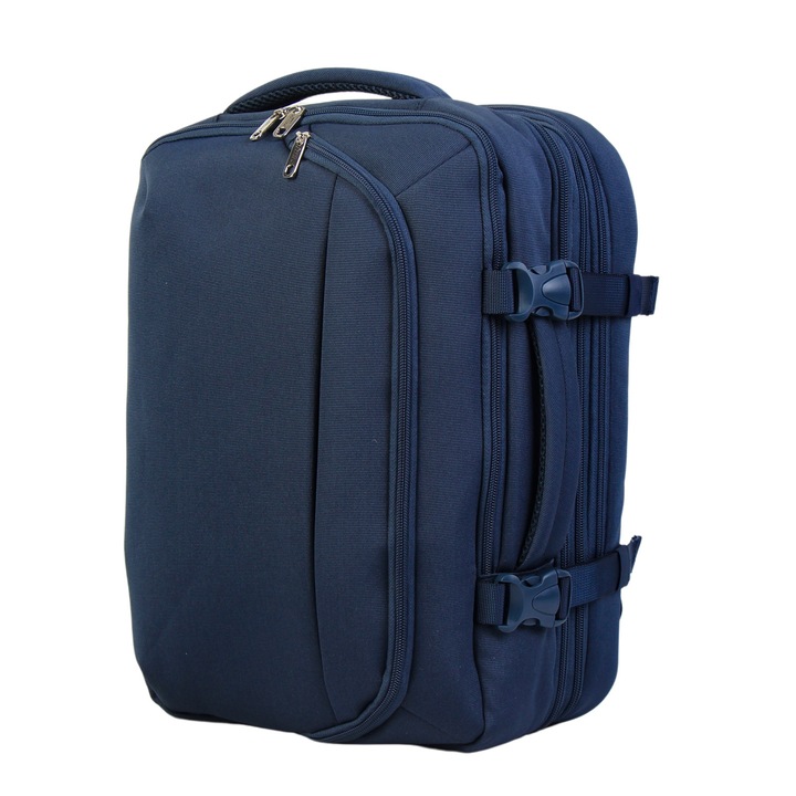 BONTOUR FlexiGo bővíthető utazó hátizsák, wizzAir méretű 40x30x20cm kézipoggyász, kék színben