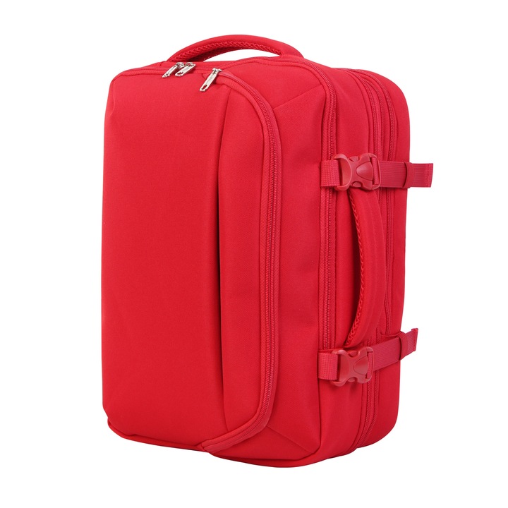 BONTOUR FlexiGo bővíthető utazó hátizsák, wizzAir méretű 40x30x20cm kézipoggyász, piros színben