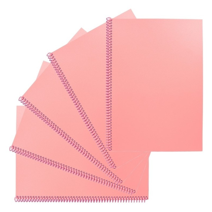 Set 5 caiete studentesti de matematica, CopyBoom, A4, 100 file, spirala si coperta roz