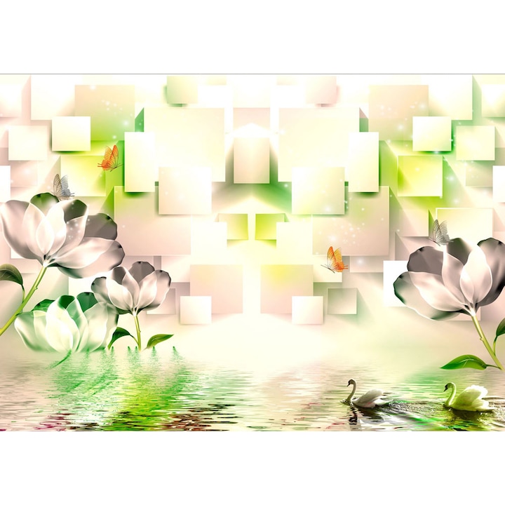 3D tapéta, Zöld négyzetek, öntapadós, sokszínű, 120x200 cm 3D30