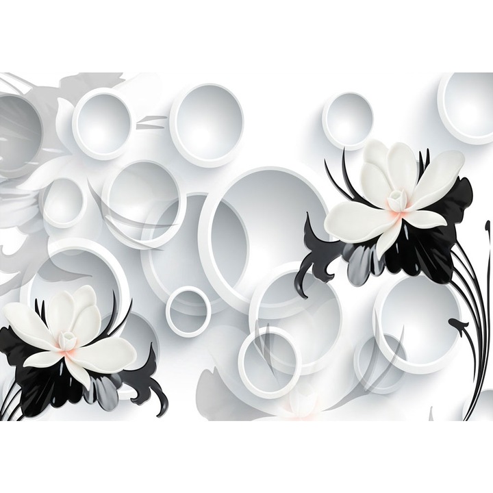 Fototapet 3D, Cercuri Flori, autoadeziv, multicolor, 200x300 cm 3D17