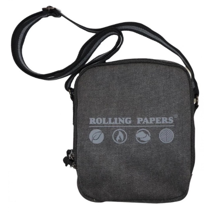 Geanta de umar reglabila, Raw x Rolling, cu 2 compartimente principale cu fermoar, dimensiuni 23 x18 X 7cm, Unisex, Gri antracit