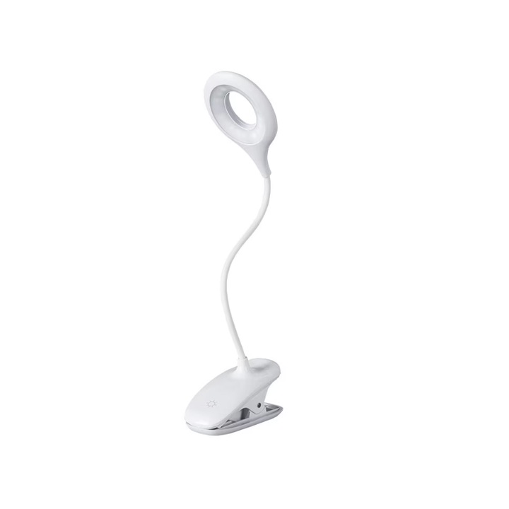 Lampa de birou, cu Clema de prindere, LED, Incarcare USB, Alb, 45 cm