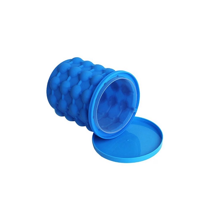 Силиконова форма за лъжичка за сладолед, без BPA, включен капак, 120 кубчета, синя, NECO, 11x11x12 см