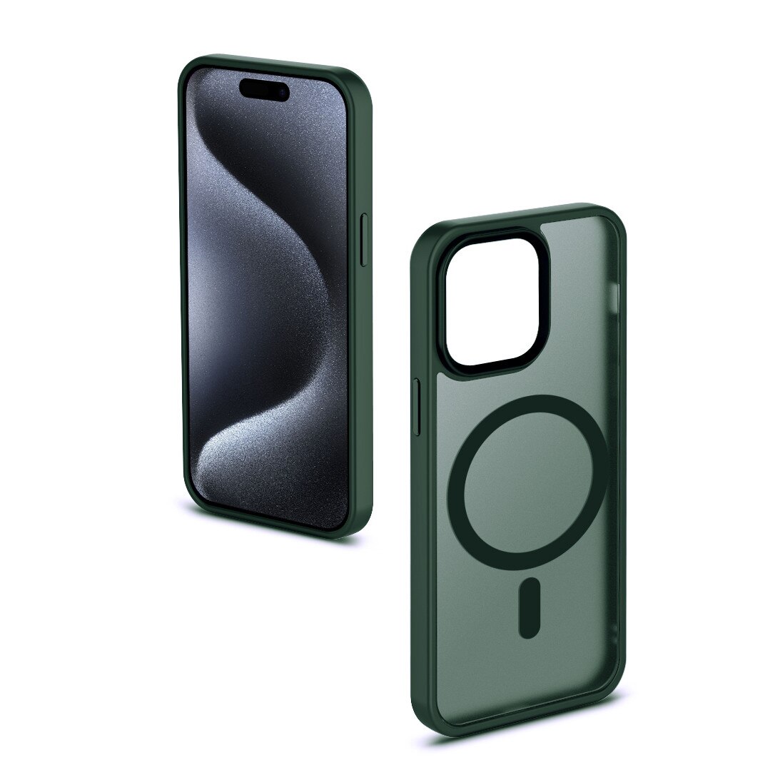 Husa de Protectie, Compatibila Apple iPhone 15 Pro, Doctor Shield Fantom, MagSafe - Verde