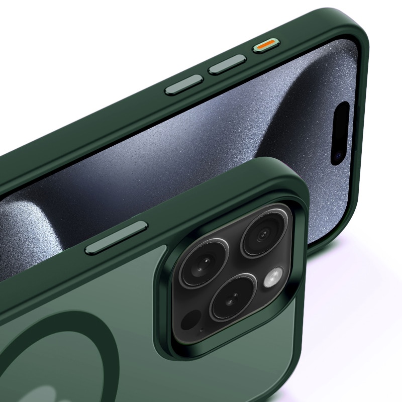 Husa de Protectie, Compatibila Apple iPhone 15 Pro, Doctor Shield Fantom, MagSafe - Verde