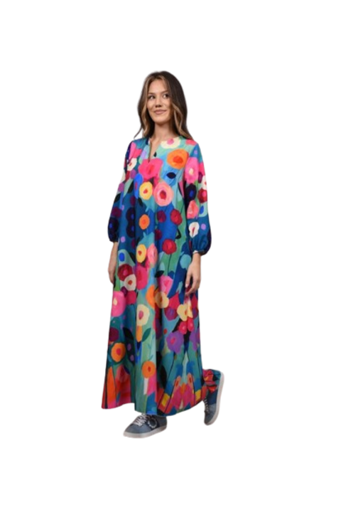 Hosszu ruha pompas viragzsebekkel, Többszínű, One Size