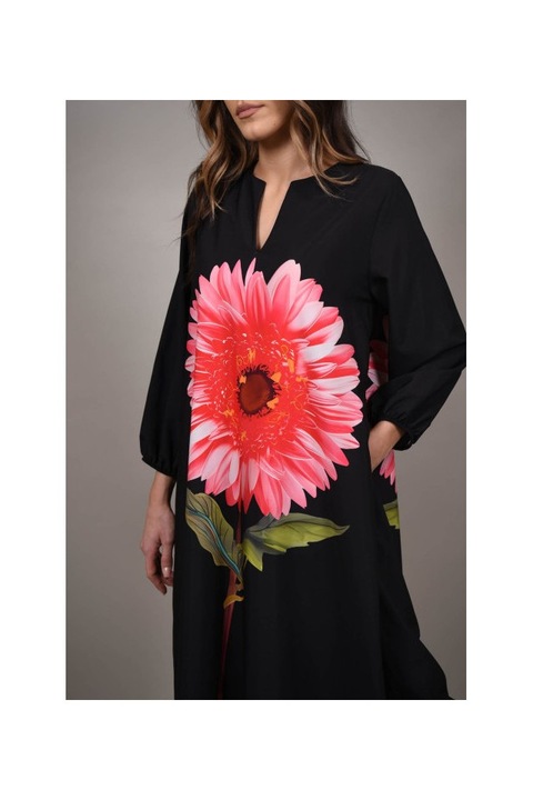 Rochie lunga cu buzunare dalie arnad talie unica negru