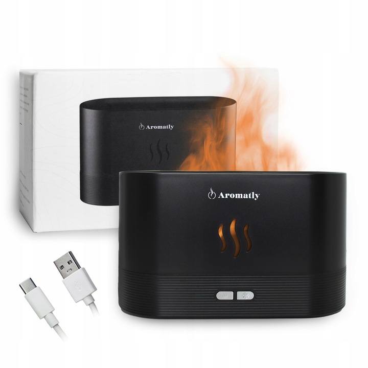 Umidificator de aer, Aromatly, Difuzor de parfum, CE, RoHS, USB, Negru