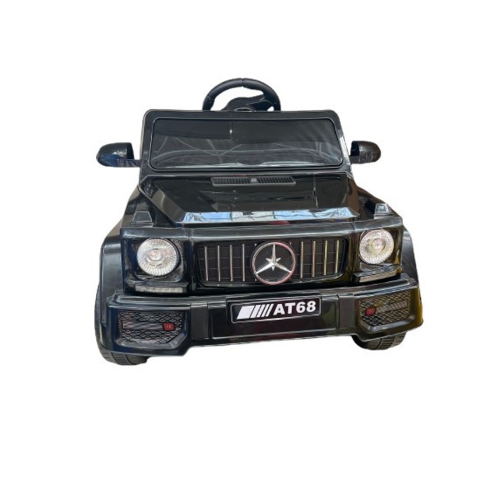 Masina Electrica Pentru Copii Mercedes, AT68, Negru, Baterie 12V, Telecomanda 2,4 GHz