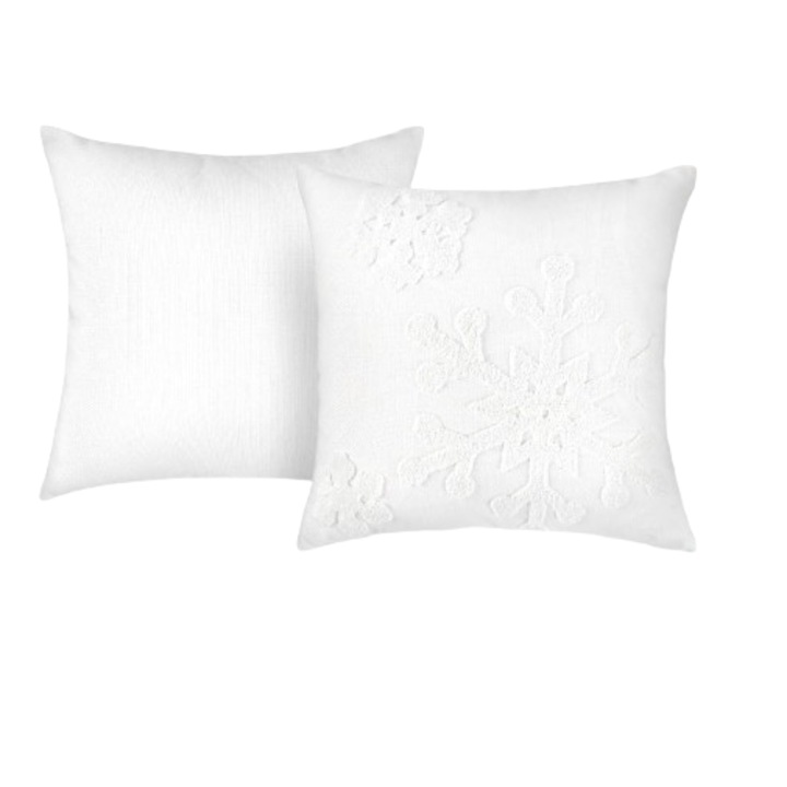 Декоративни калъфки за възглавници, Коледа, Lewondr, 3D модел, Комплект от 2 части, 45 x 45 см, Бял
