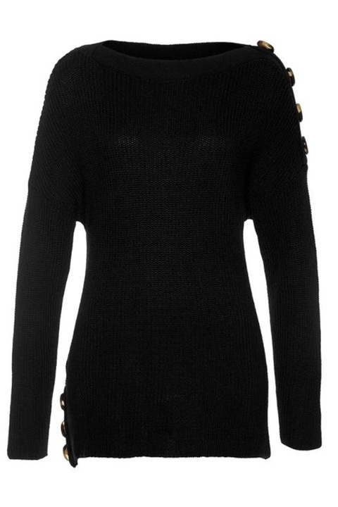 Hétköznapi kötött női pulóver, fekete, XL, TrendiMax