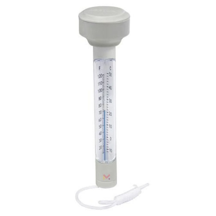 Плаващ термометър с кабел за измерване на температурата на водата в басейни, 19 х 5 см, бял