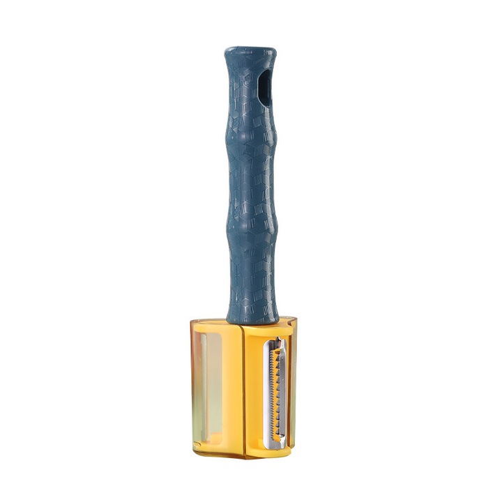 Curatator legume si fructe, Curatator pentru rosii si kiwi，ergonomic，multifunctional 3-in-1, lama multifunctionala cu 3 fete， cu husa protectie, inox, albastru