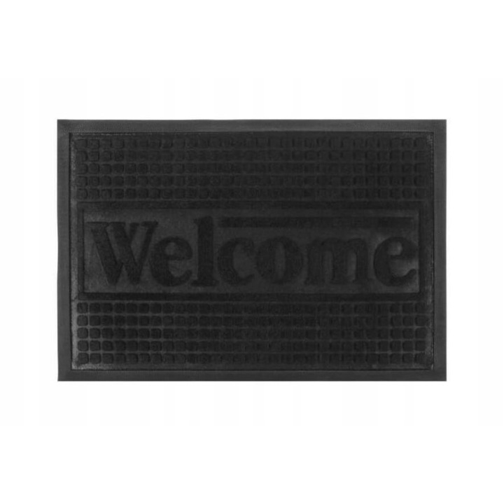 Galicja bejárati szőnyeg, csúszásmentes, időjárásálló, fekete, 60x40cm