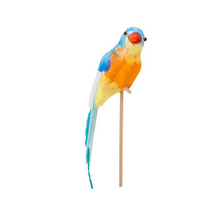 Dekoratív papagáj pálcán, kék színű, H 40 cm, BSP / SL159_2