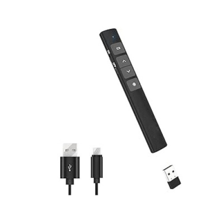 Vezeték nélküli előadó, piros jelzővel, 2,4 GHz-es távirányítóval, USB töltés támogatással