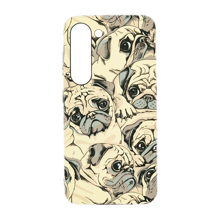 Husa de telefon, LUXO, compatibil cu Samsung Galaxy S23, model Pug Party cu efect fosforescent, TPU, multicolor
