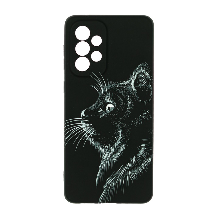 Husa de telefon, LUXO, compatibil cu Samsung Galaxy A52 / A52s, model Black Cat cu efect fosforescent, TPU, multicolor