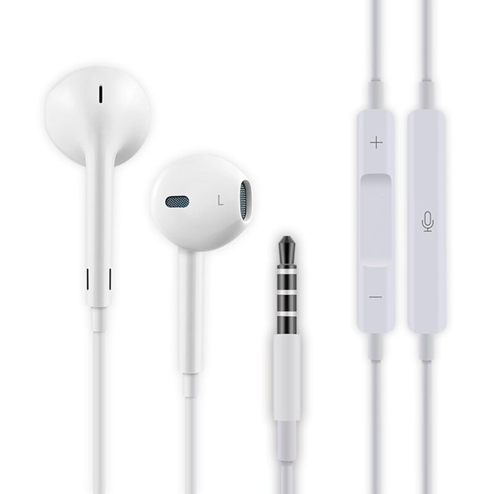 Casti audio cu fir In-Ear, Stereo, YH09, conector Jack 3.5mm, 3D Bass, microfon si butoane control volum si apeluri, 1.2m lungime cablu, Negru