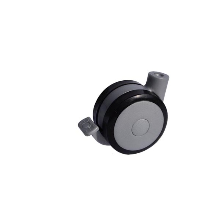 Rotila plastic cu frana, D60 mm, 25 kg, soft gri