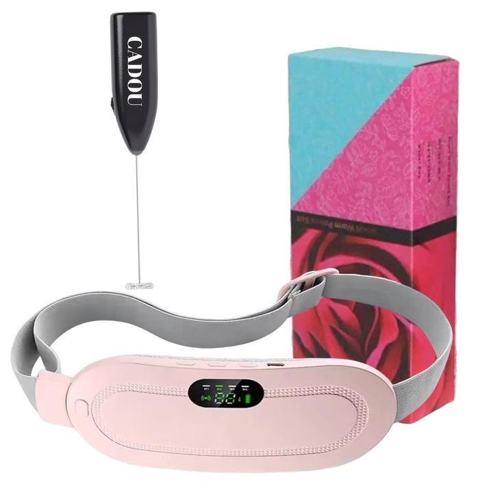 Centura Abdominala Electrica, Portabila pentru Incalzire si Masaj, Pentru Durerile Menstruale si Lombare, Incalzire Rapida in 5 Secunde, Fara Fir, Incarcare USB, 4 Programe de Masaj, 3 Trepte de Incalzire 50°/55°/60°C, Pentru Femei, Autonomie 3 - 6 h