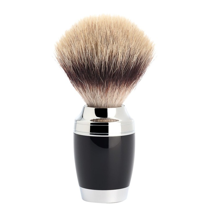 Pamatuf de barbierit, Muhle STYLO, fibre sintetice Silvertip, rasina neagra, marime medie