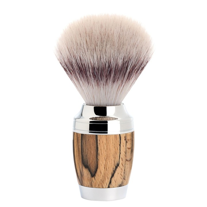 Pensula de barbierit Muhle STYLO, sintetica Silvertip Fibre, maner din stejar ars, medie